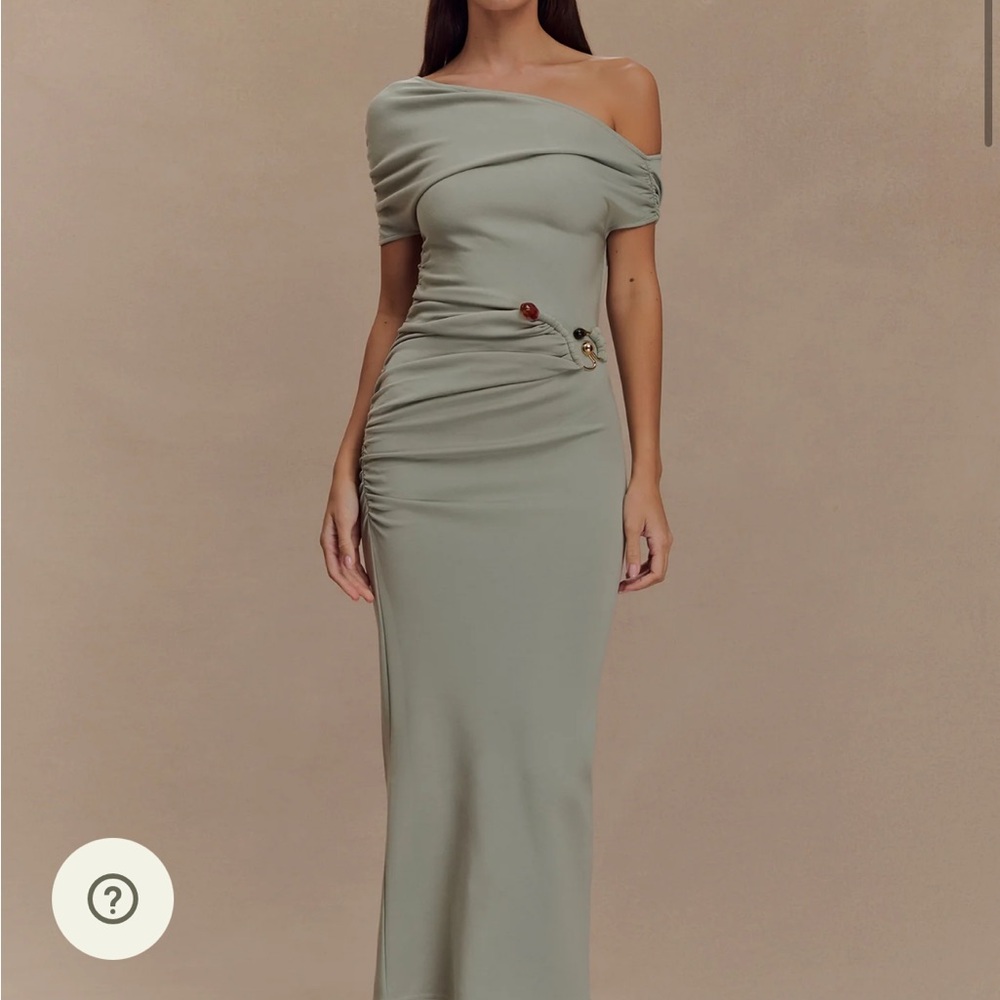 Meshki One Shoulder Dress in Sage